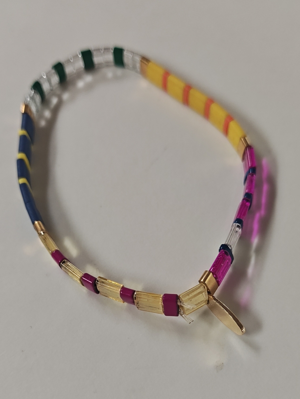 Anthropologie Multicolor Beaded Bracelet with Gold Accents